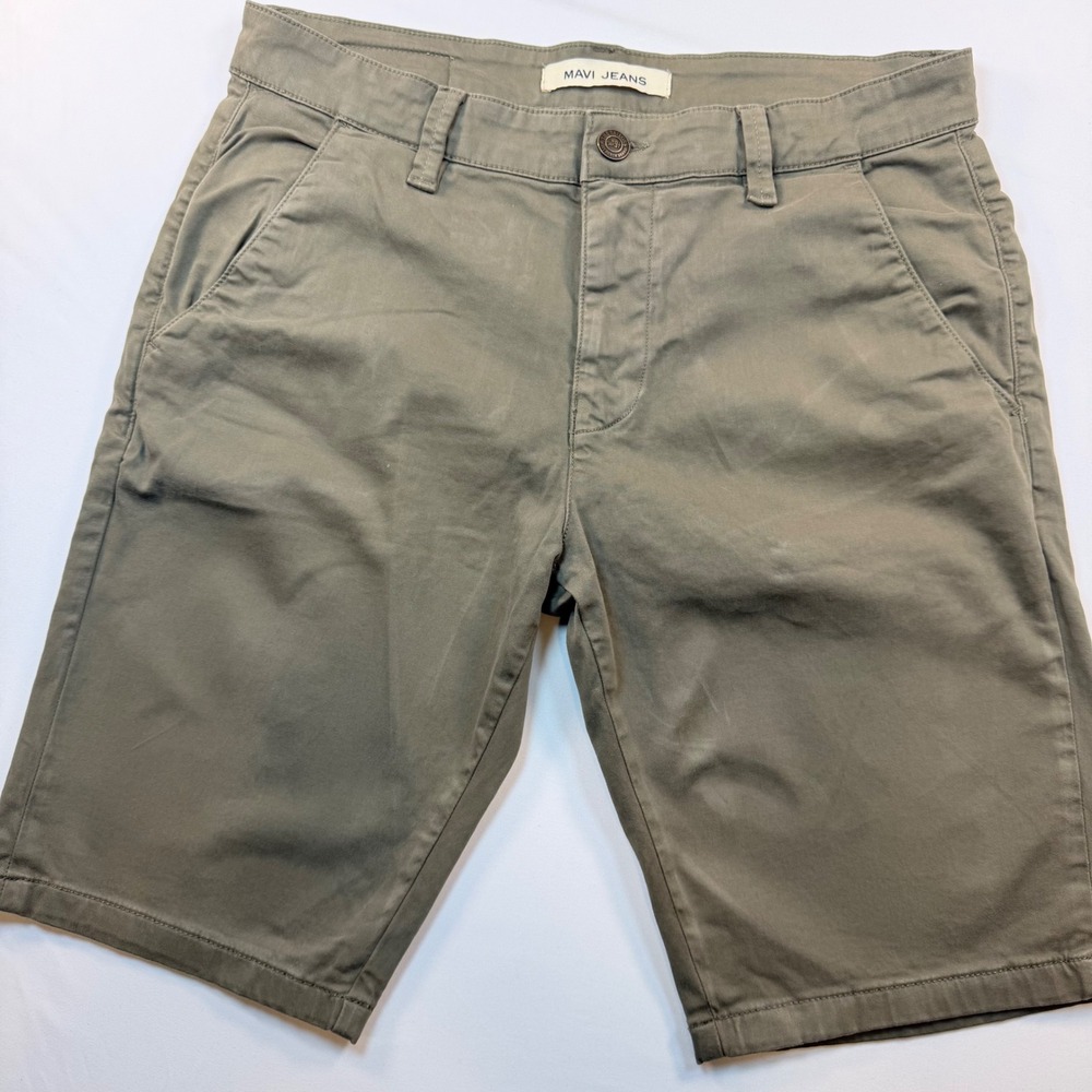 Mavi Jacob Shorts Mens 32 Olive Green Chino‎ Stretch Casual Flat Front 11in